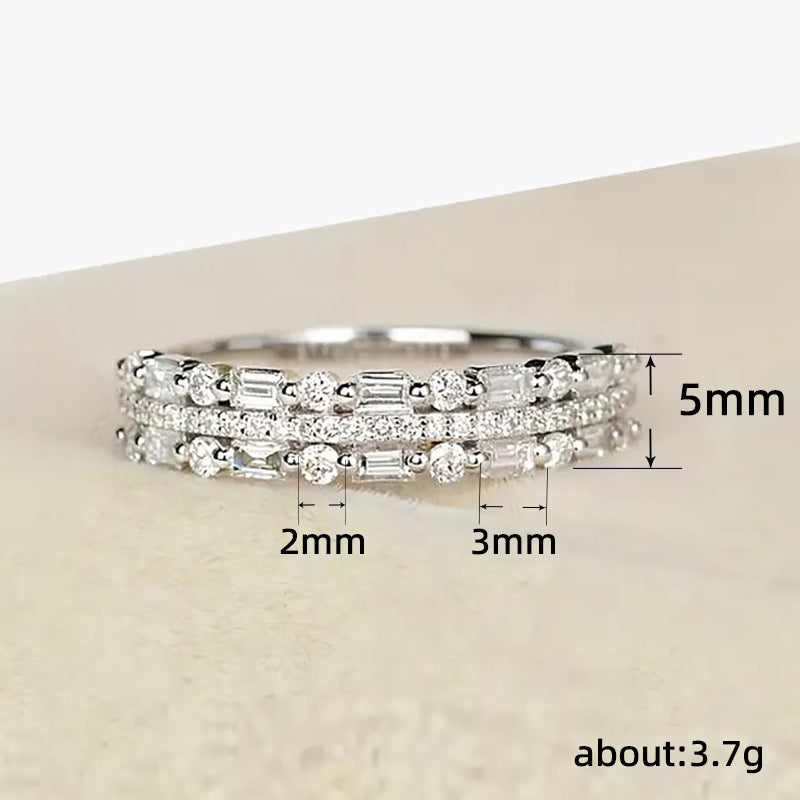 Three-layer Fine Circle Line Setting For Women Full Finger Rings - Netlo