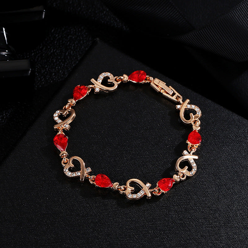 Hollow Love Bracelet With Rhinestones Temperament Heart-shaped Jewelery - Netlo