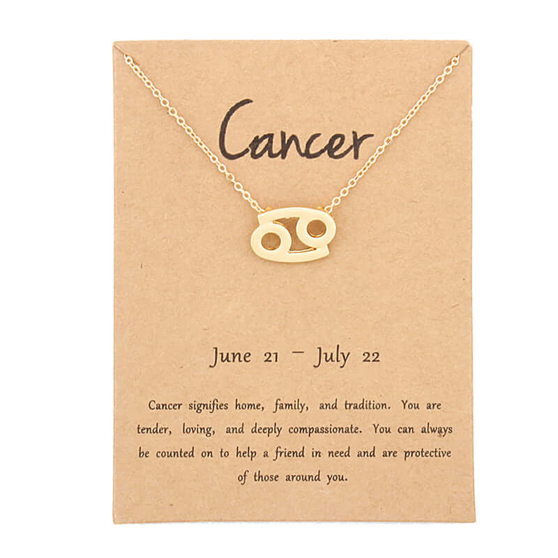 Zodiac Simple Gold Alloy Pendant Necklace - Netlo