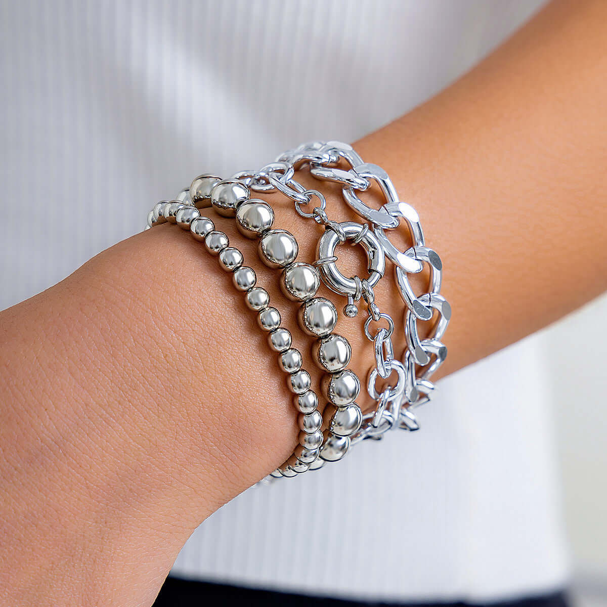 String Beads And Round Beads Chain Twin Bracelet Fashion - Netlo