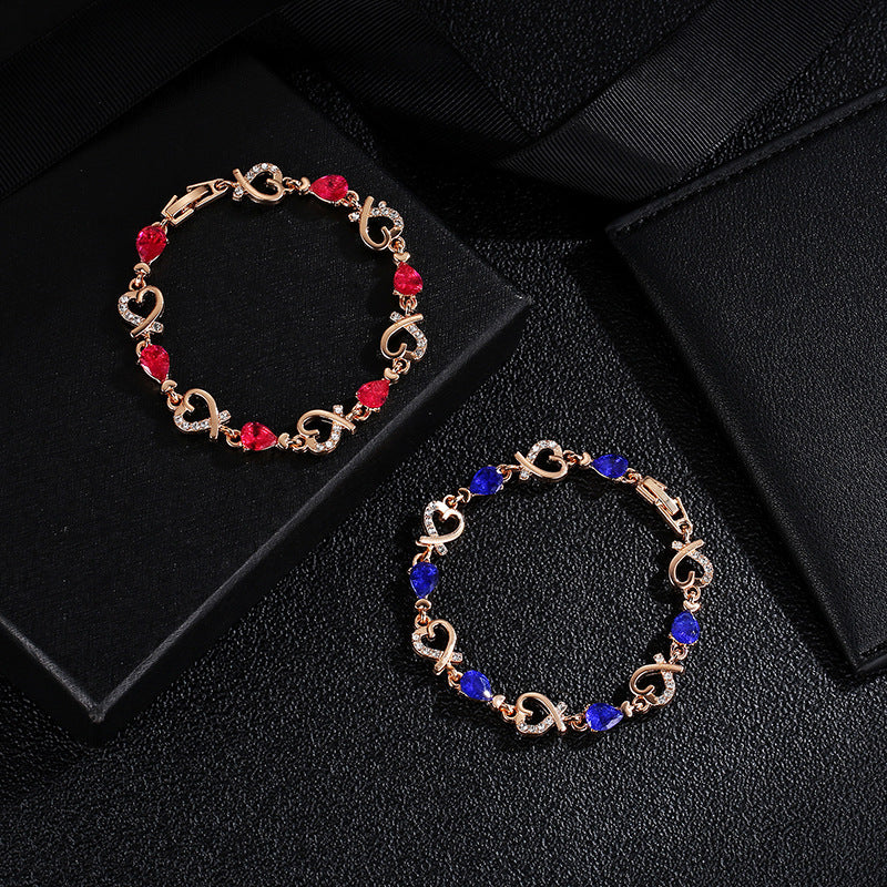 Hollow Love Bracelet With Rhinestones Temperament Heart-shaped Jewelery - Netlo