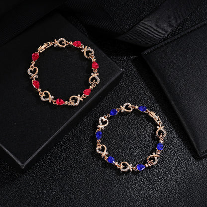 Hollow Love Bracelet With Rhinestones Temperament Heart-shaped Jewelery - Netlo