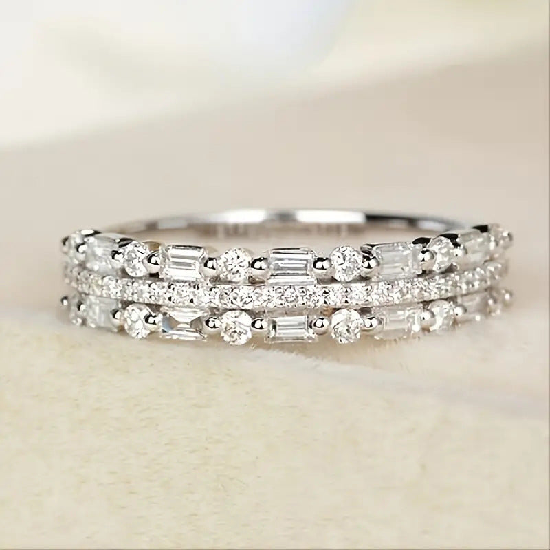 Three-layer Fine Circle Line Setting For Women Full Finger Rings - Netlo