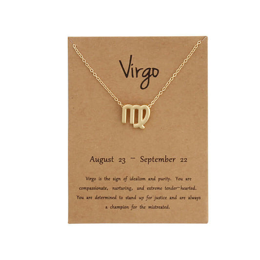 Zodiac Simple Gold Alloy Pendant Necklace - Netlo