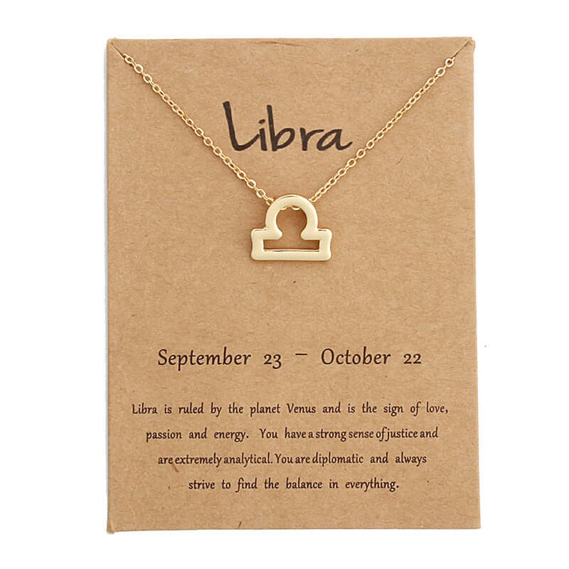 Zodiac Simple Gold Alloy Pendant Necklace - Netlo