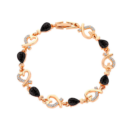 Hollow Love Bracelet With Rhinestones Temperament Heart-shaped Jewelery - Netlo