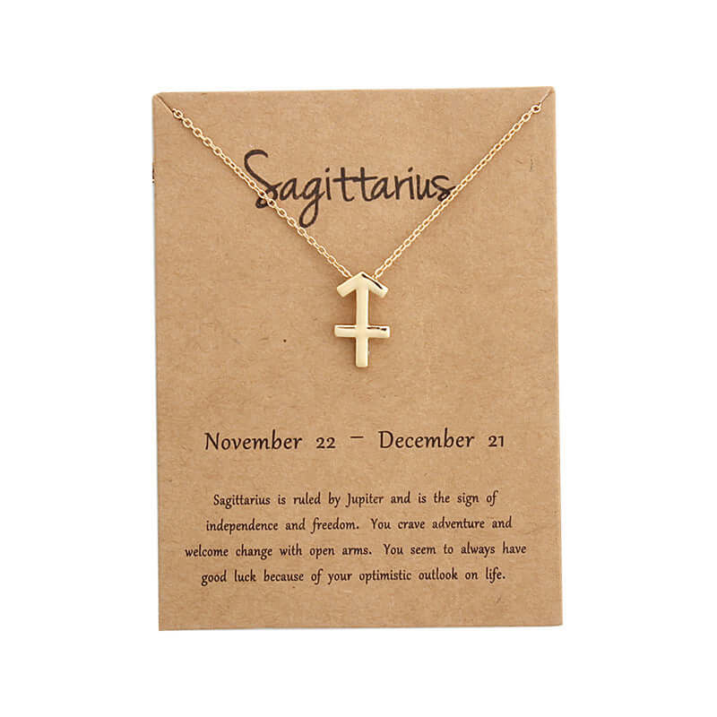 Zodiac Simple Gold Alloy Pendant Necklace - Netlo