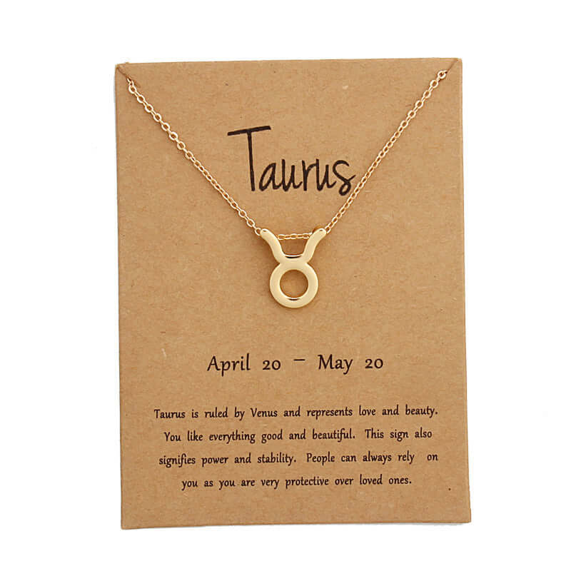 Zodiac Simple Gold Alloy Pendant Necklace - Netlo