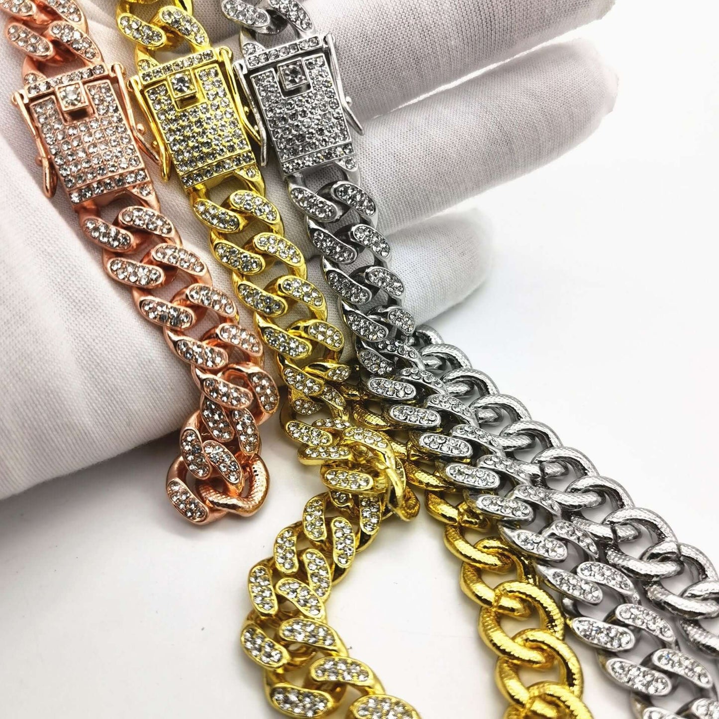 Cuban Chain 12mm Full Diamond Bracelet - Netlo