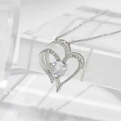 Double Love Necklace With Rhinestones Ins Jewelry - Netlo