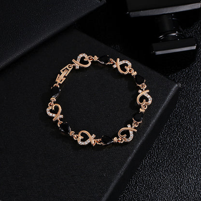 Hollow Love Bracelet With Rhinestones Temperament Heart-shaped Jewelery - Netlo