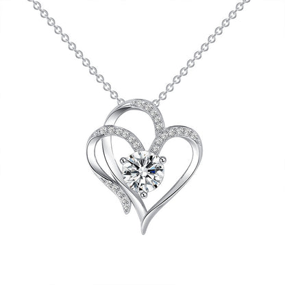 Double Love Necklace With Rhinestones Ins Jewelry - Netlo