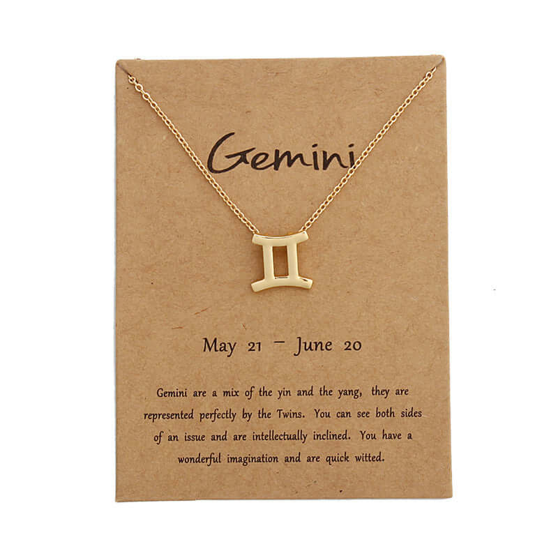 Zodiac Simple Gold Alloy Pendant Necklace - Netlo