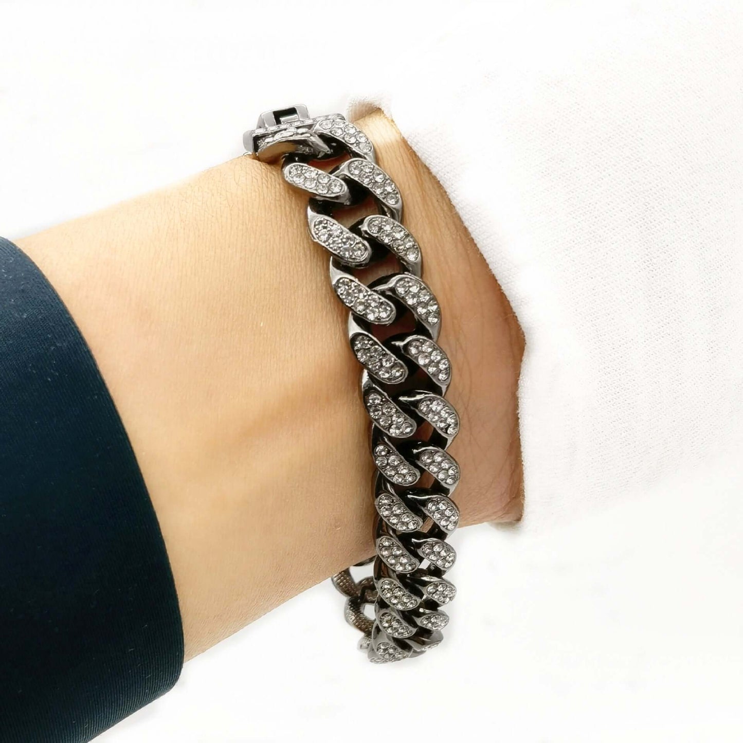 Cuban Chain 12mm Full Diamond Bracelet - Netlo