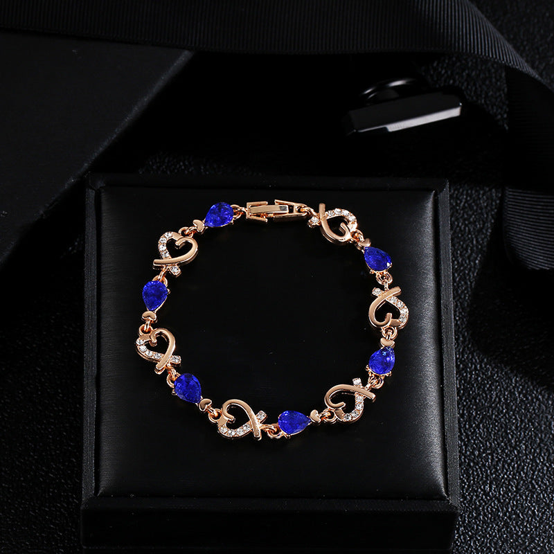 Hollow Love Bracelet With Rhinestones Temperament Heart-shaped Jewelery - Netlo