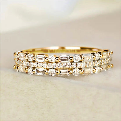 Three-layer Fine Circle Line Setting For Women Full Finger Rings - Netlo