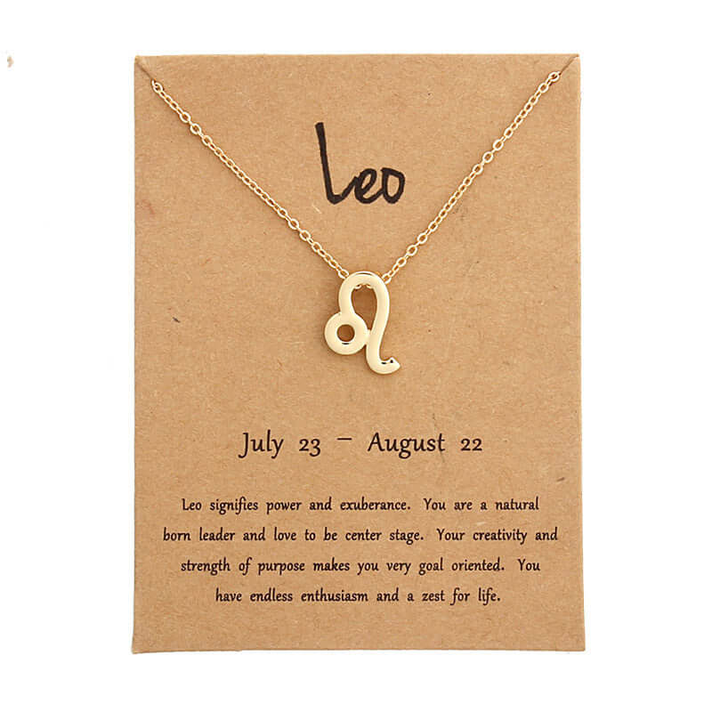 Zodiac Simple Gold Alloy Pendant Necklace - Netlo